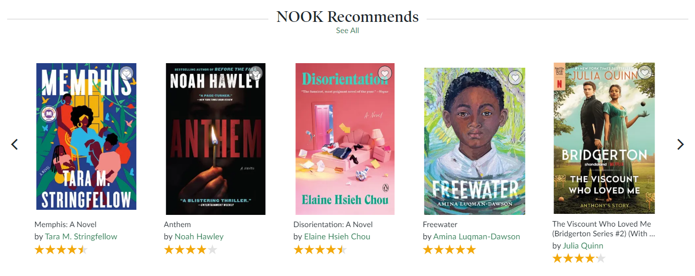 NOOK Recommends Carousel on bn.com