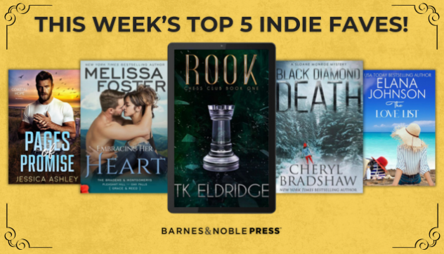 Five eBooks lined up with text "This Week's Top 5 Indie Faves!"