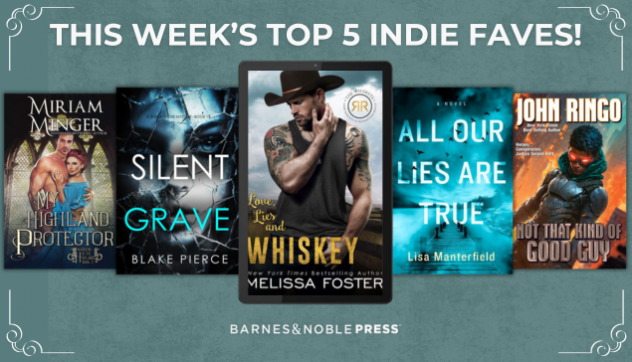 Five eBooks lined up with text "This Week's Top 5 Indie Faves!"