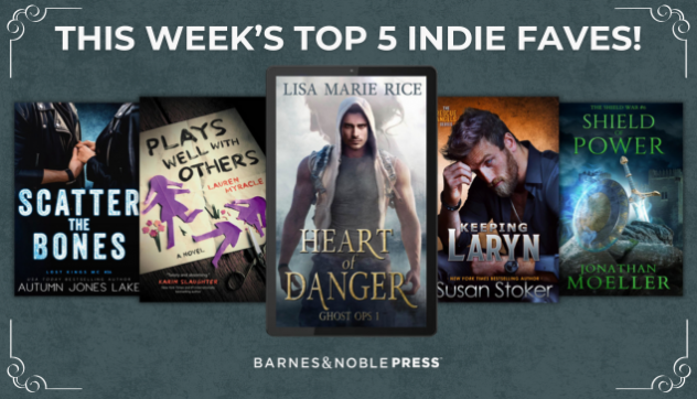 Five eBooks lined up with text "This Week's Top 5 Indie Faves!"